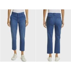 Frank & Eileen Women's Wicklow Italian Crop Chino Blue Denim Wash 6 Medium